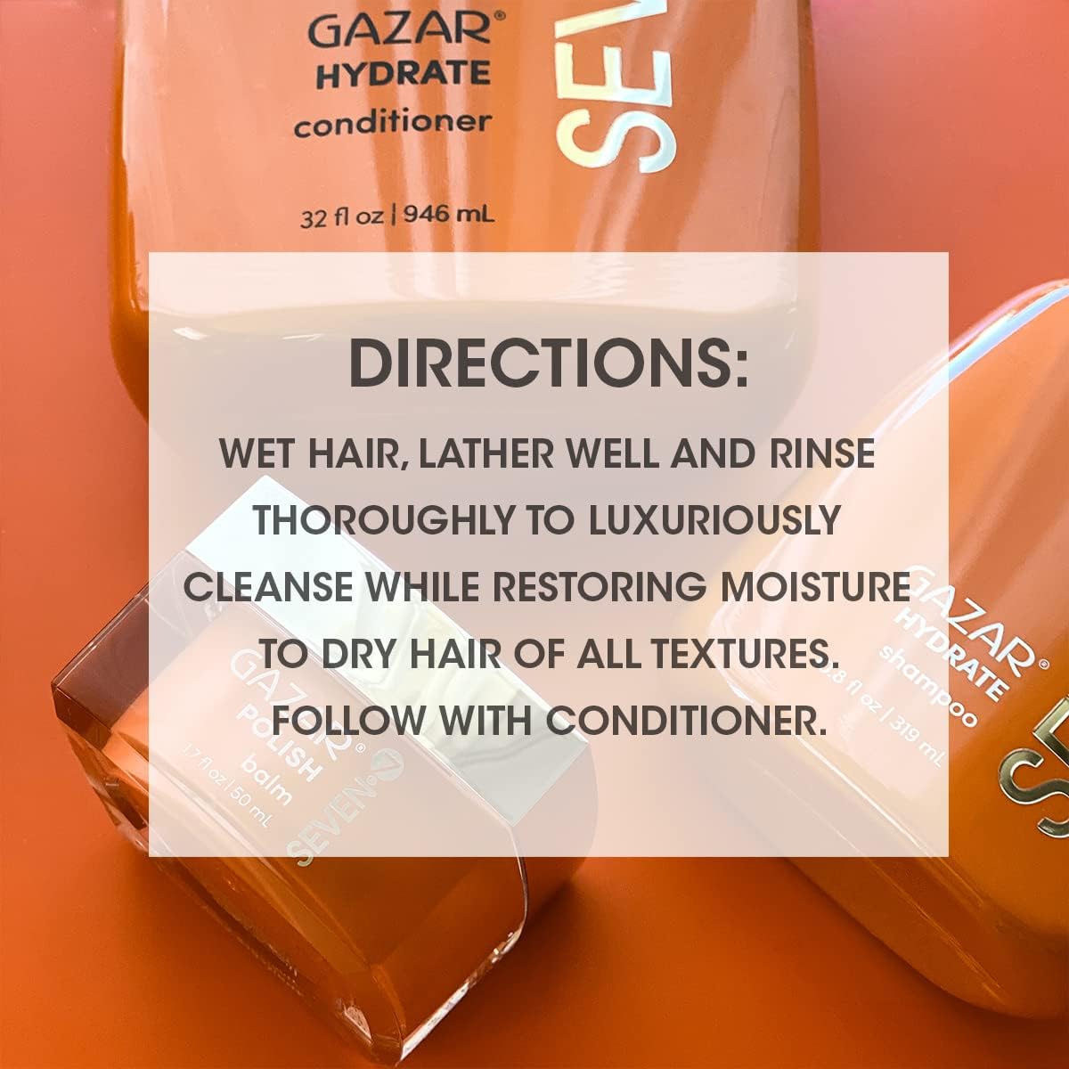 SEVEN Hair Care Gazar Hydrate Shampoo for Women & Men, Sulfate & Paraben Free, Cruelty Free with Pro Vitamin B5, Sugarcane + Moisturizing Cactus Beauty & Personal Care SEVEN