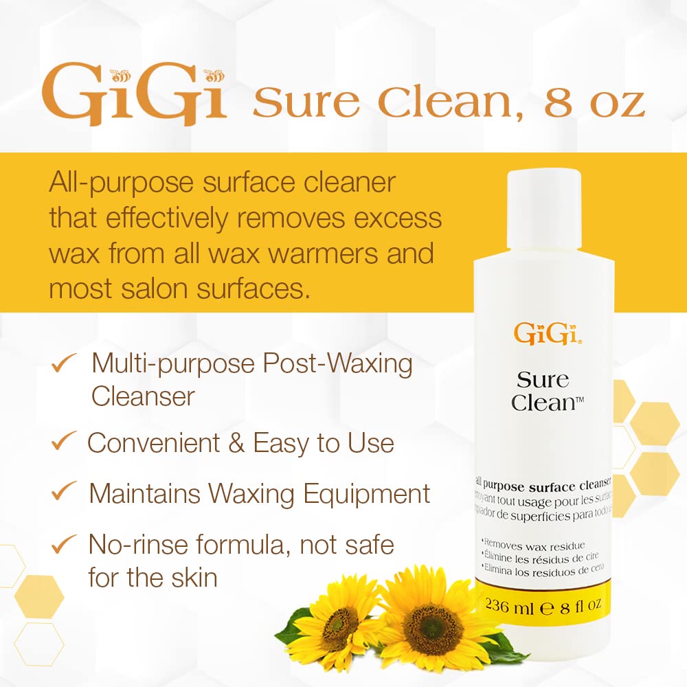 GIGI Sure Clean Wax Remover - All-Purpose Surface Cleaner for Wax Residue Removal, 8 fl oz Beauty and Personal Care GIGI