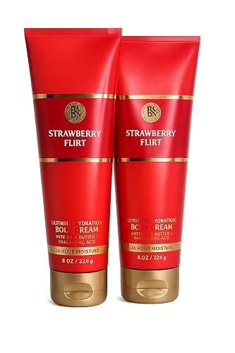 Bath & Body Works Strawberry Flirt Ultimate Hydration Body Cream 2-Pack - Sweet Strawberry Candy Scent Beauty & Personal Care Bath & Body Works