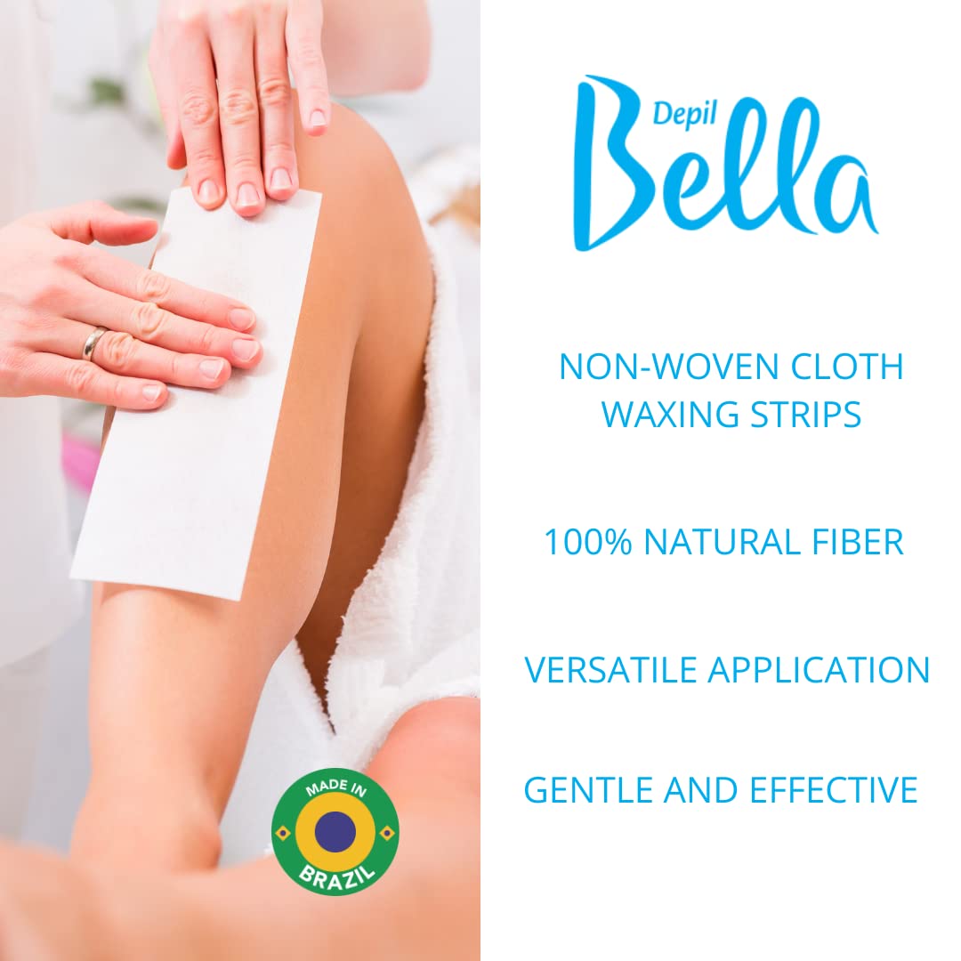 Depil Bella Non-Woven Cloth Waxing Strips - 100% Natural Fiber - For Hair Removal at Home and Professional Use (100 Strips) Beauty and Personal Care DEPIL BELLA