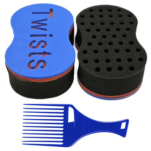 BEWAVE Hair Brush Sponge Twist Wave Barber Tool For Dreads Afro Locs Twist Curl Coil Black, 1 Pc with 1 Pc Hair Pick Beauty & Personal Care BEWAVE