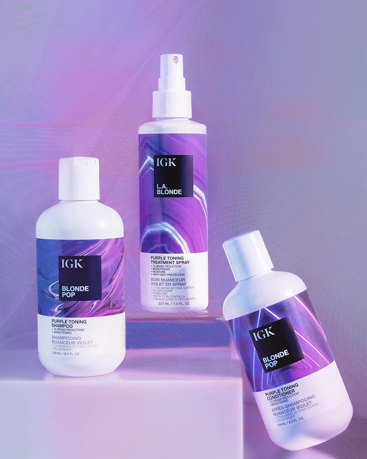 IGK BLONDE POP Purple Toning Shampoo & Conditioner Set | Neutralizes Brass + Brightens Blonde | Vegan + Cruelty-Free | 33.8 oz (Pack of 2) Beauty & Personal Care IGK