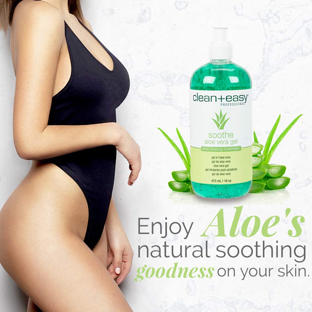 Clean + Easy Aloe Vera Gel for After Wax Care, Soothes Irritated Skin, Non-Greasy Post Waxing Treatment, Removes Excess Wax Residue, 16 oz Beauty & Personal Care Clean + Easy