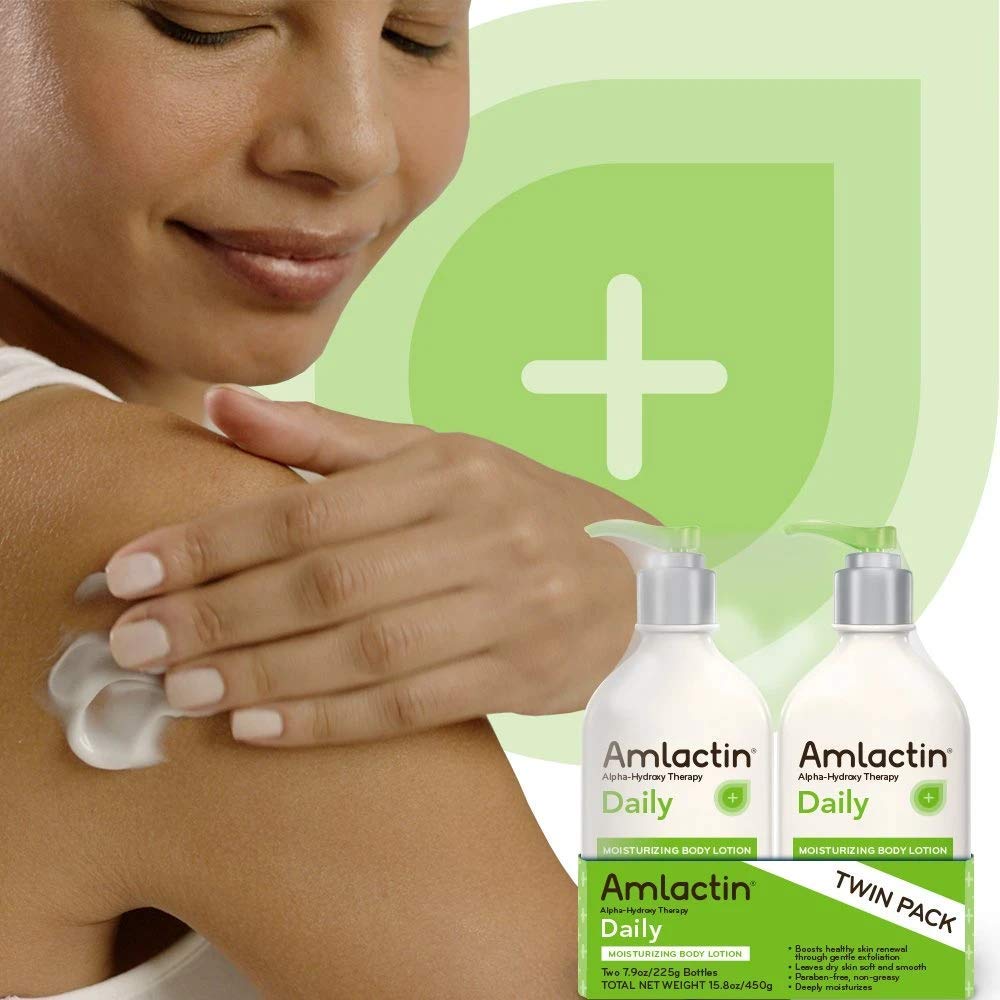 AmLactin Daily Moisturizing Lotion for Dry Skin, 7.9 oz Pump Bottles (Twin Pack), 2-in-1 Moisturizer Body Lotion with 12% Lactic Acid Beauty & Personal Care AmLactin