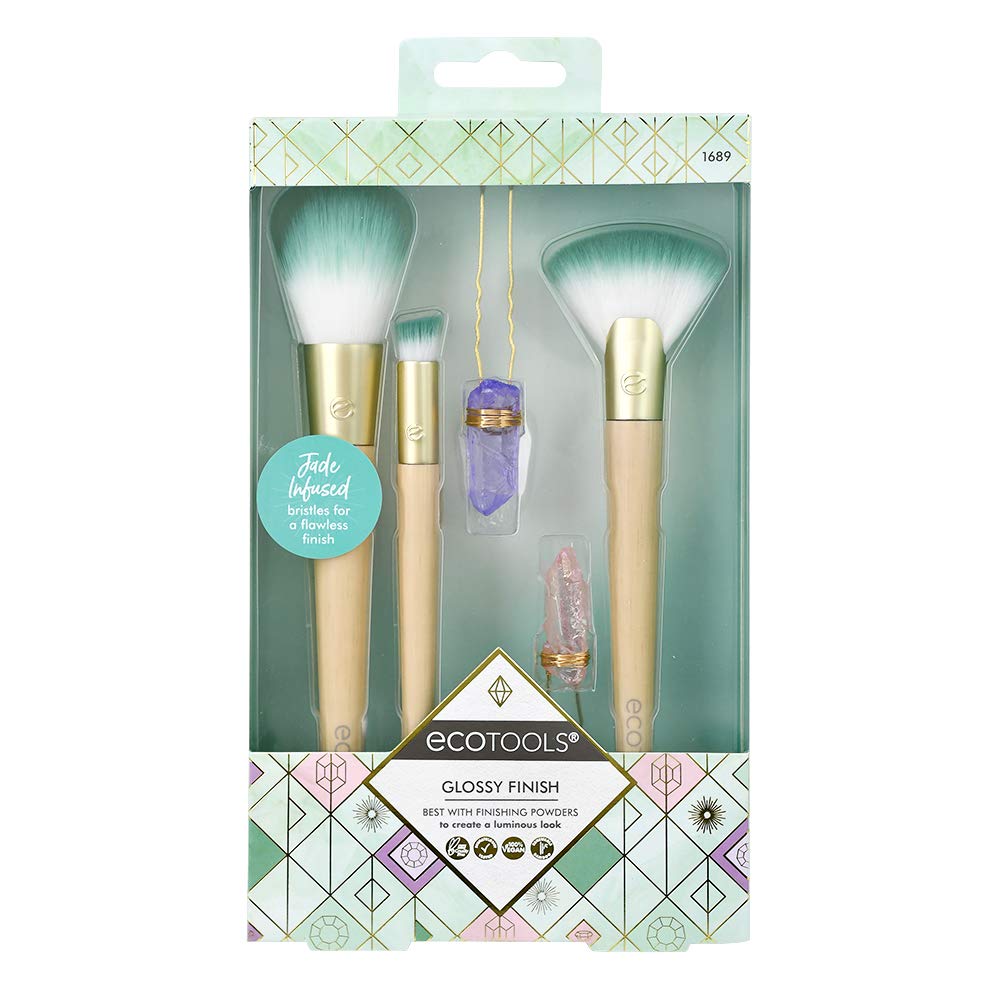 Ecotools Glossy Finish MakeUp Brush Set, Beige/Green (Set of 5) Beauty & Personal Care EcoTools