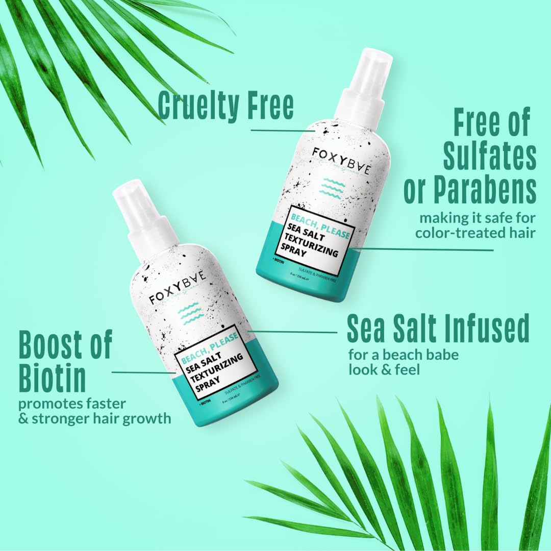 FoxyBae Sea Salt Spray for Hair - with Biotin - Texture, Texturizing, Volumizing, Thickening - for Men & Women - 8 Fl Oz Beauty & Personal Care FoxyBae