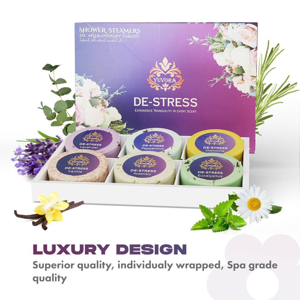 Shower Steamers Gift Set - 6 Aromatherapy Shower Bombs with Essential Oils - Relaxation & Stress Relief Spa Gift for Women & Men - Natural Self-Care… Beauty & Personal Care Yuvora