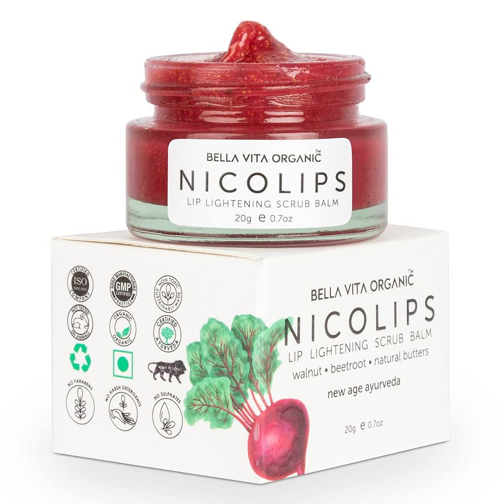 Bella Vita Organic NicoLips Lip Balm Scrub For Lightening & Brightening Dark Lips For Men & Women, 20g Beauty and Personal Care Bestdeal