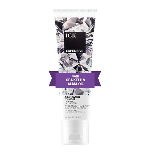 IGK EXPENSIVE Clear Gloss Top Coat | High Shine Gloss Treatment for Soft, Smooth Glass Hair | Revives Color-Treated Hair and Helps Control Frizz | 4.2 Beauty & Personal Care IGK
