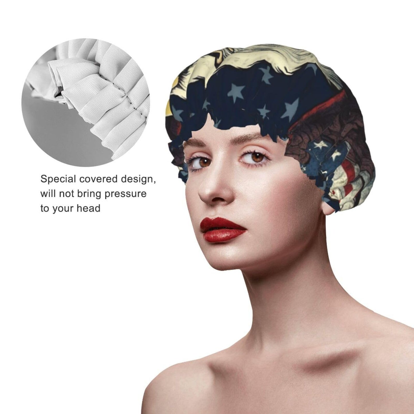 American Eagle Flag Shower Cap For Women Reusable Double Layers Bathing Bath Cap Hair Caps Waterproof Elastic Band Ladies Spa Salon Shower Hat Hair Beauty and Personal Care GDSHJKLW