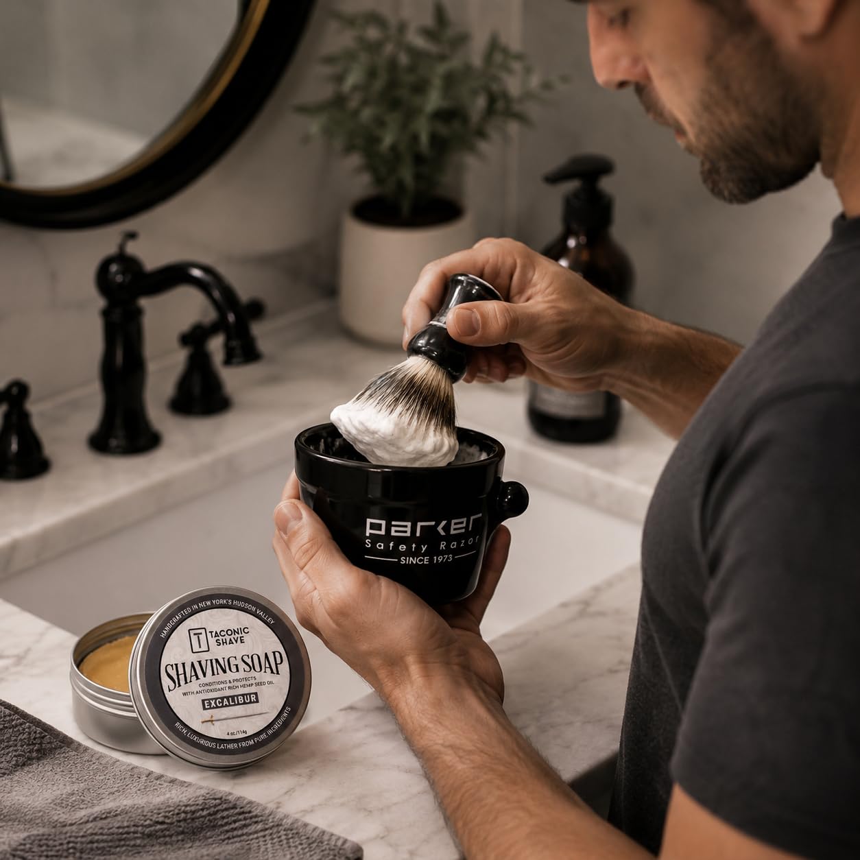 Taconic Shave Excalibur Scent Shaving Soap - Clean Masculine Cologne Aroma - Barbershop Quality Lather Puck with Natural Oils - Smooth Glide Beauty and Personal Care Taconic Shave