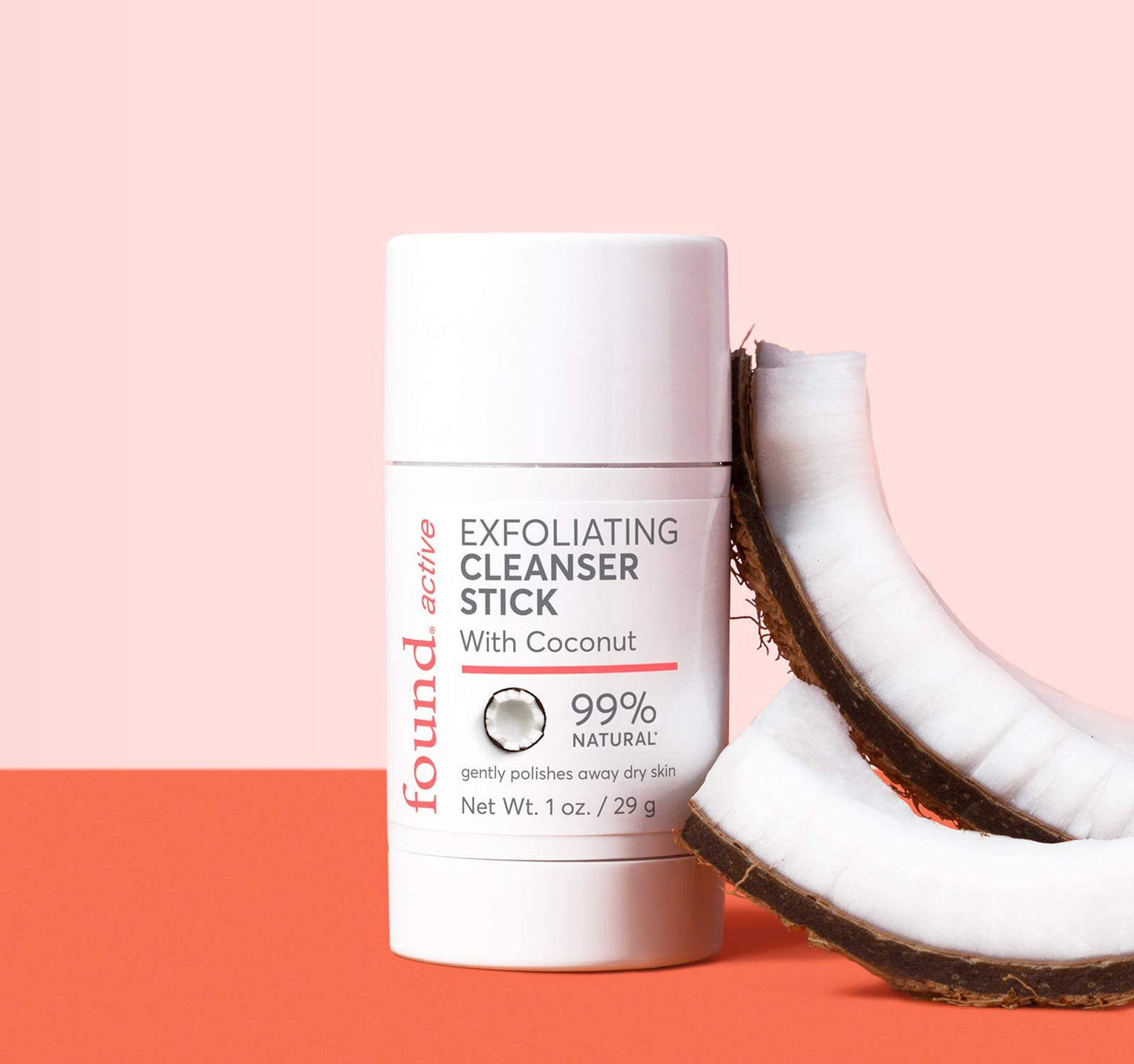 Found Active Exfoliating Cleansing Stick with Coconut, Fuss-Free, Purifies Pores & Scrubs Away Dullness, Convenient for the Gym, Travel, & Everyday Beauty & Personal Care Found Active
