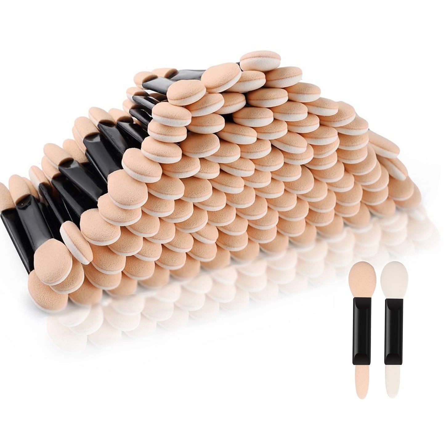 Deksias Disposable Dual Sided Eye Shadow Sponge Applicator Oval Tipped Eyeshadow Brushes Makeup Tool (50PCS, Beige white) Beauty & Personal Care Deksias