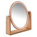 YEAKE Double Sided 10X Magnifying Makeup Mirror with Bamboo Stand,Small Desk Table Mirror with 360° Rotation,Standing Portable Cosmetic Mirror,Good Beauty & Personal Care YEAKE