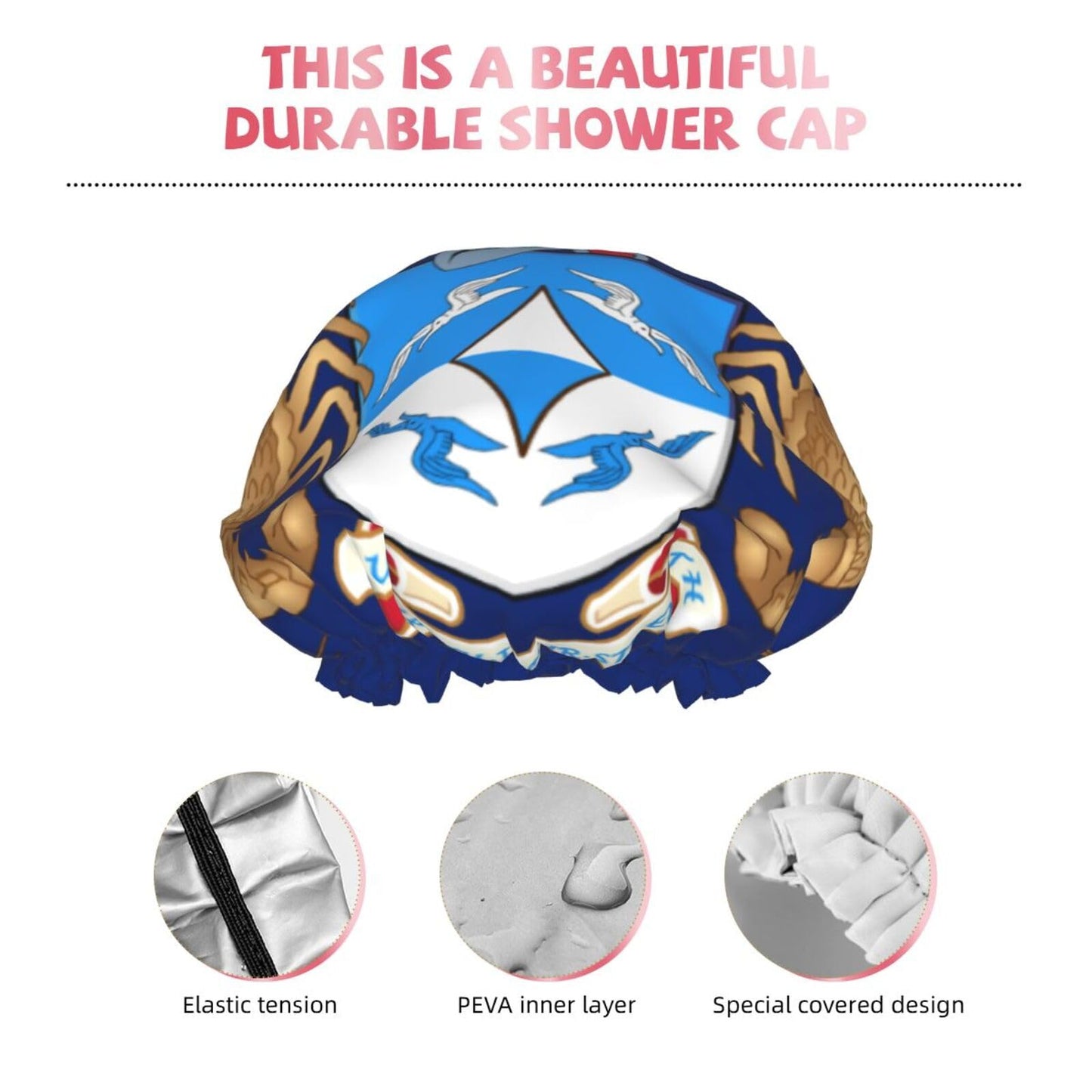 Tristan Da Cunha Flag Prints Shower Cap Double Layer Lined Waterproof Bathing Shower Hat Beauty and Personal Care Hayyett