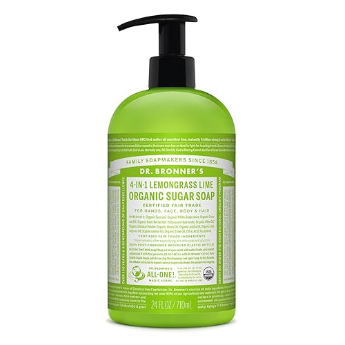 Dr. Bronner's - Organic Sugar Soap (Lemongrass, 24 Ounce) - Made with Organic Oils, Sugar and Shikakai Powder, 4-in-1 Uses: Hands, Body, Face Beauty & Personal Care Dr. Bronner's