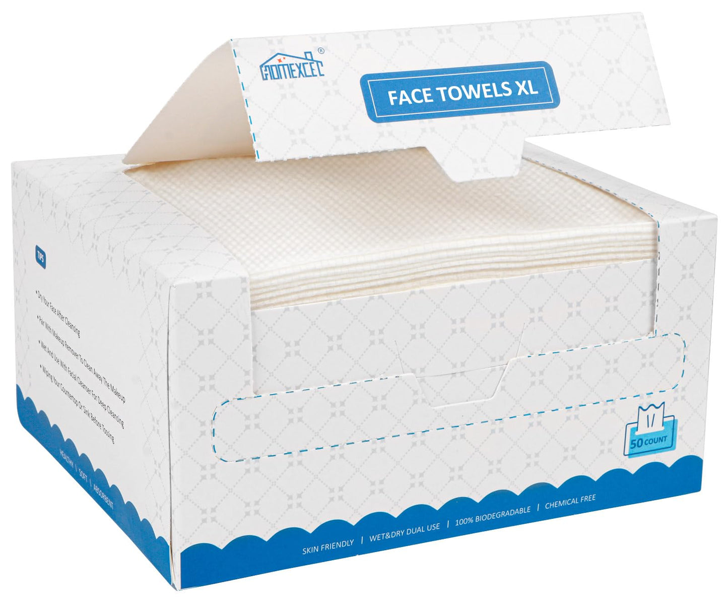 HOMEXCEL Face Towels 50 Count, Disposable Makeup Remover Wipes, Super Soft Biodegradable Dry Facial Hand Clean Facial Towels Wash Cloth Beauty and Personal Care HOMEXCEL Default Title