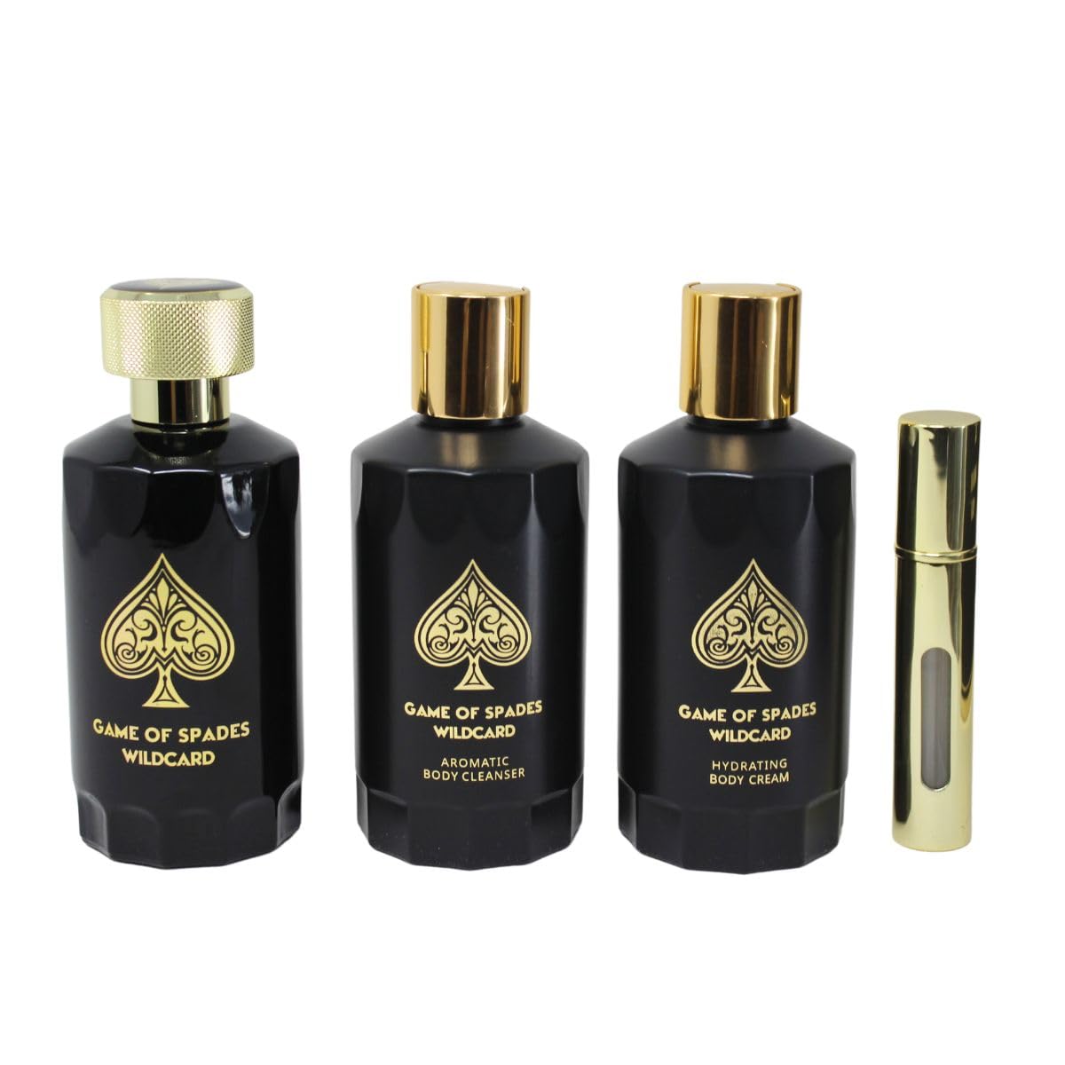 Jo Milano Game of Spades Wildcard 4-Piece Gift Set Unisex, (3.4 Oz Parfum Spray + 6.8 Oz Body Cleanser + 6.8 Oz Body Cream + 0.27 Oz Refillable Beauty and Personal Care Jo Milano