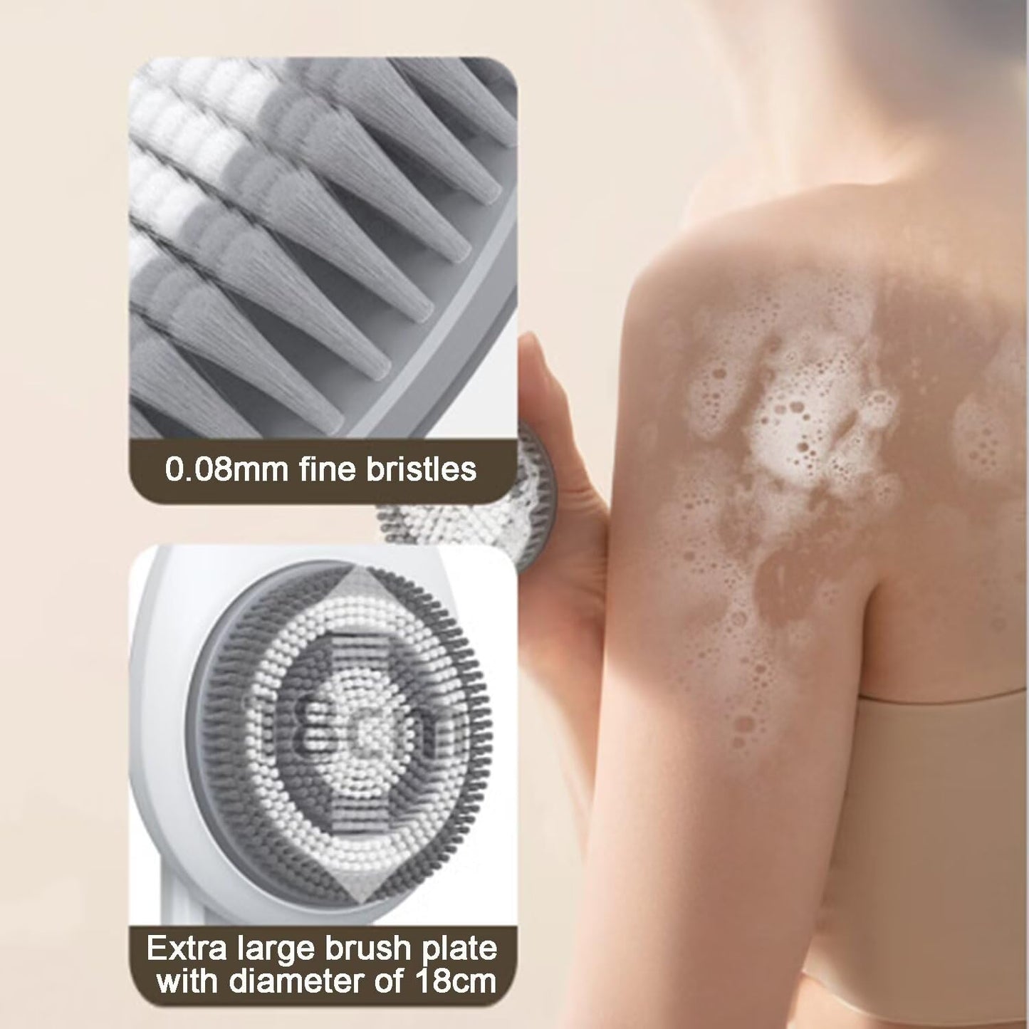 QUGURLID Wall Mounted Exfoliating Brush,Electric Back Bath Brush Automatic Rota Tion w/7.09" Large Brush Head and 3 Speed Adjustment Shower Brush Beauty and Personal Care QUGURLID