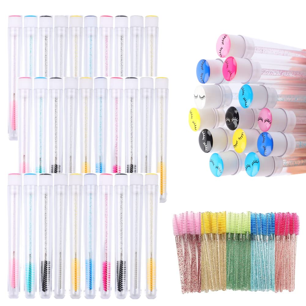 110 Pcs Disposable Mascara Brushes Diamond Eyelash Spoolies Makeup Brush Mascara Wand in Sanitary Tube Lash Supplies Beauty & Personal Care Ipien