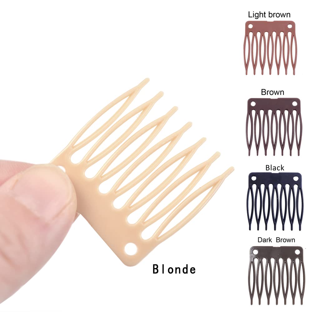 50 Plastic Wig Combs - 7-Teeth Hair Clips for Wig Making and Accessorizing (Blonde) Beauty & Personal Care YANTAISIYU