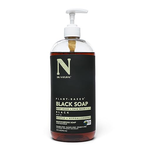 Dr. Natural Multi-Purpose Black Liquid Soap - Natural West African Body Wash - Gentle Hand Soap and Body Soap - Deep Moisturizer, Fights Acne - 32 oz Beauty & Personal Care Dr. Natural