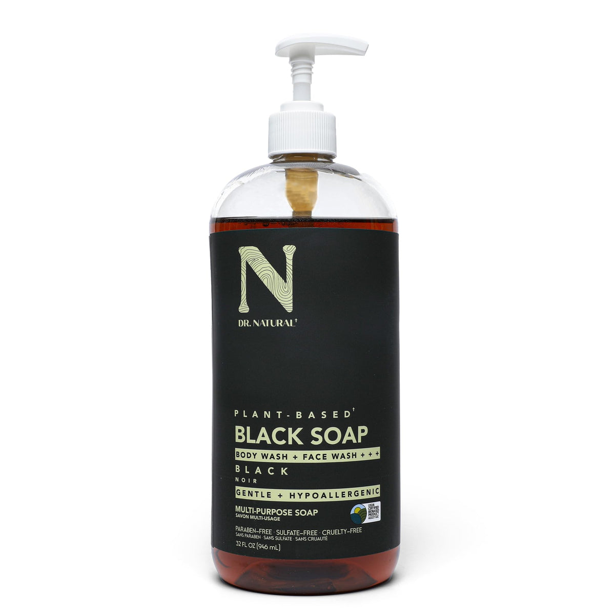 Dr. Natural Multi-Purpose Black Liquid Soap - Natural West African Body Wash - Gentle Hand Soap and Body Soap - Deep Moisturizer, Fights Acne - 32 oz Beauty & Personal Care Dr. Natural