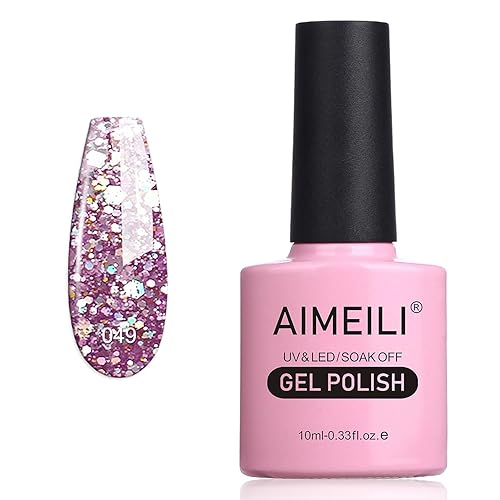 AIMEILI Soak Off U V LED Gel Nail Polish - Princess Glitter (049) 10ml Beauty & Personal Care AIMEILI