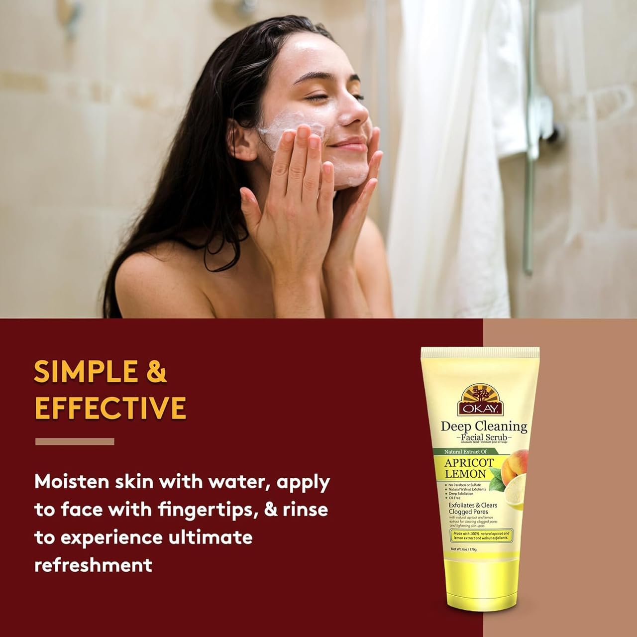 OKAY Oil Control Facial Scrub Exfoliator - Exfoliating Face Wash, Face Scrub for Women and Men, Moisturizing and Brightening, Leaves Skin Smooth Beauty & Personal Care OKAY