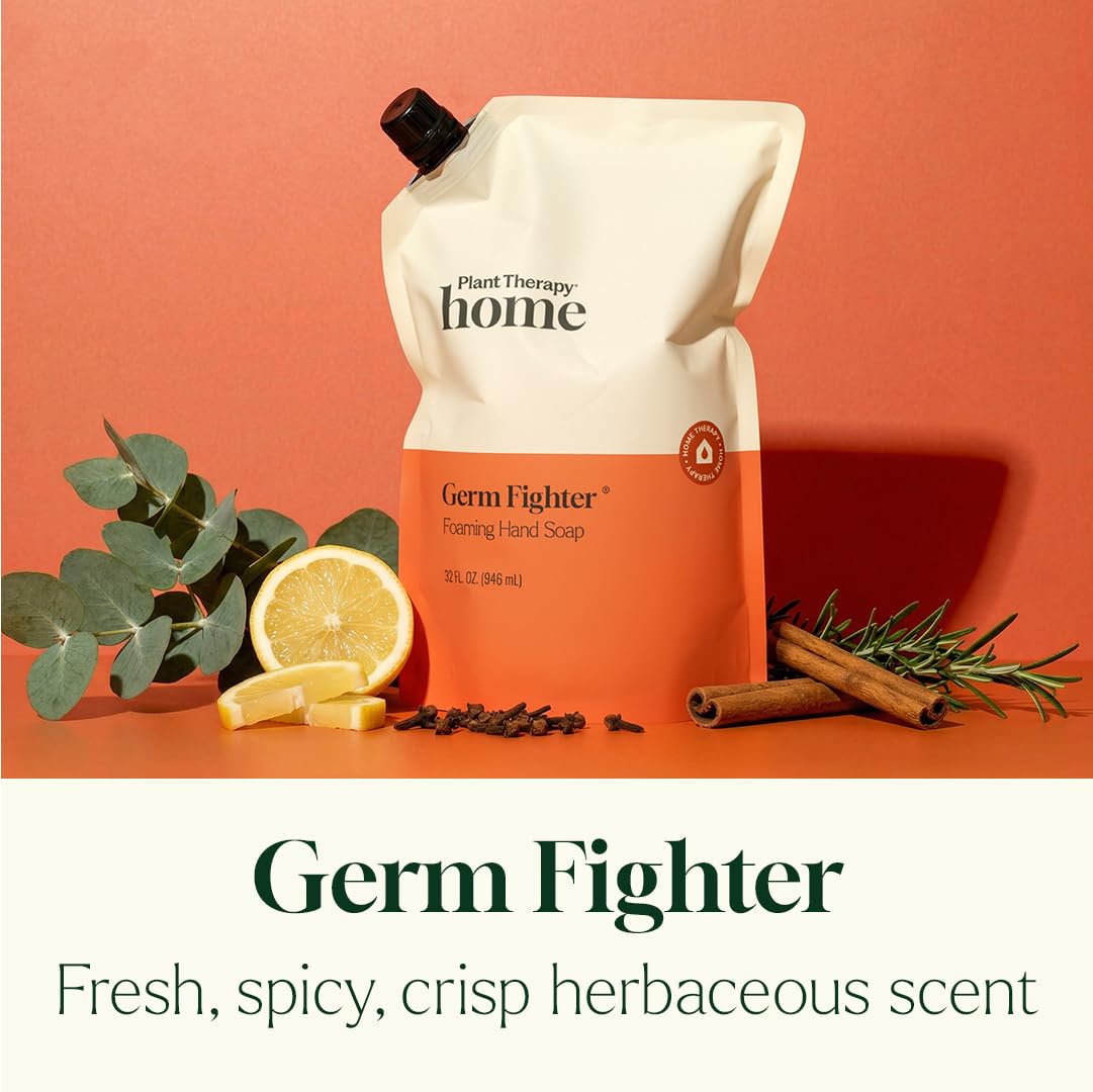 Plant Therapy Home Germ Fighter Foaming Hand Soap Refill 32 oz, Naturally Scented with Pure Essential Oils, Gentle for Everyday Use, Enough for Four 8 Beauty & Personal Care Plant Therapy