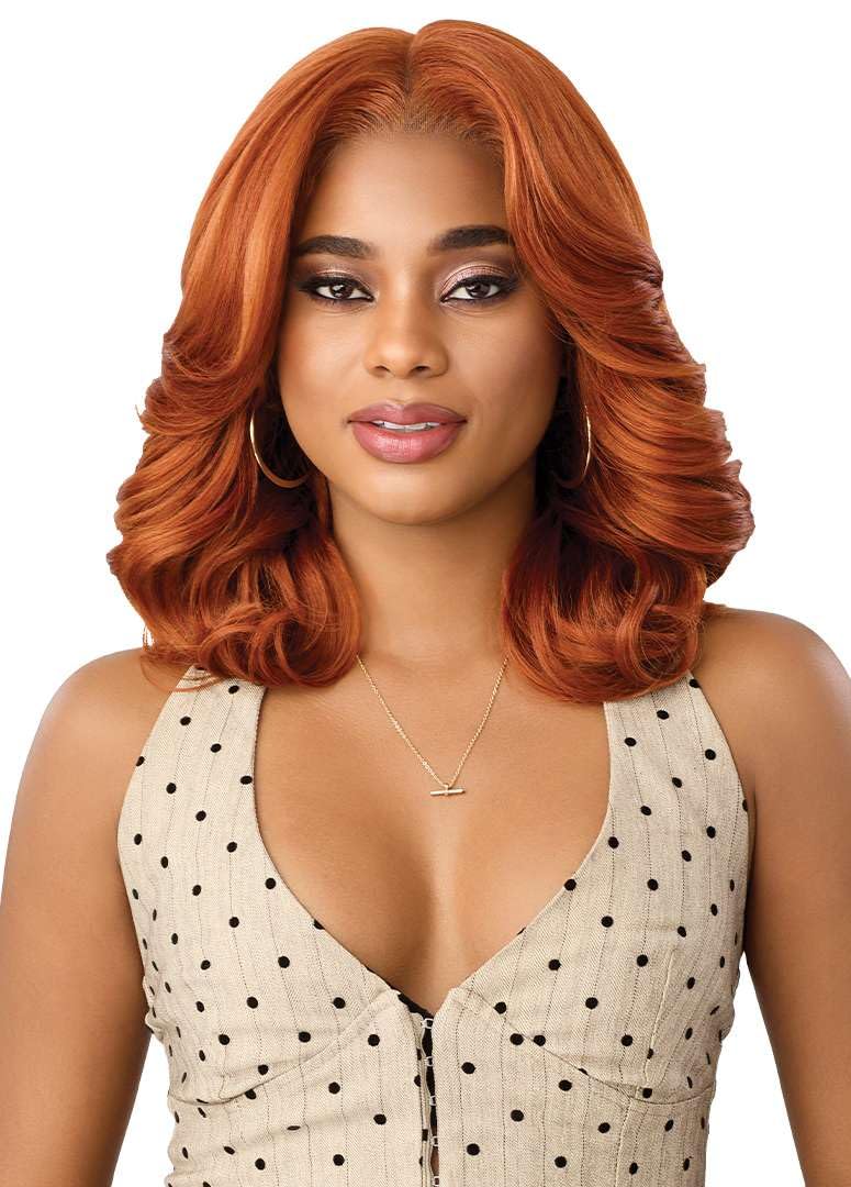 Outre Lace Front Wig - Perfect Hair Line 13X6 - NUEBLEND - Human Hair Blend - Body Wave 14" (AUBURN)