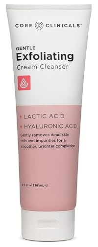 Core Clinicals Gentle Exfoliating Cream Cleanser - Lactic Acid & Hyaluronic Acid | Removes Impurities, Smooths & Hydrates (8 Fl Oz) Beauty & Personal Care Core Clinicals