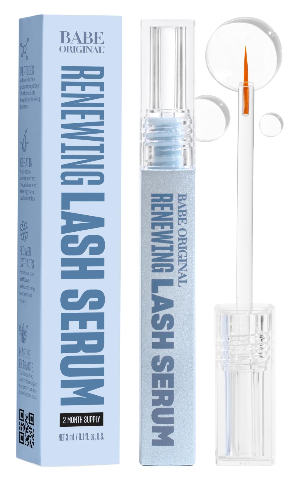 BABE ORIGINAL Renewing Lash Serum - Prostaglandin-Free, Peptide-Infused Gentle Lash Serum for Fuller, Longer-Looking Lashes, Lash Enhancing Treatment Beauty & Personal Care BABE ORIGINAL