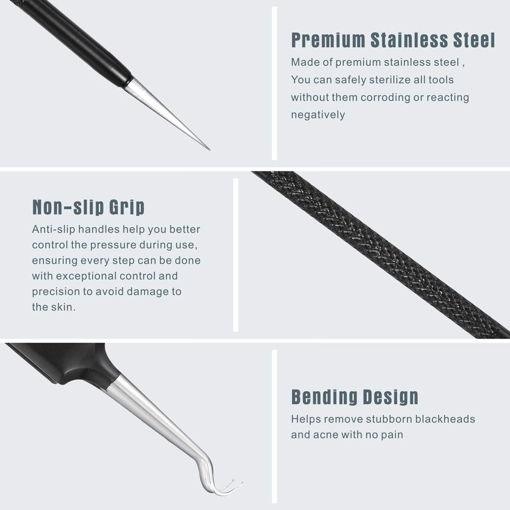 Blackhead Remover Pimple Popper Tool Kit - (6 Piece Kit) - Professional Stainless Pimples Comedone Extractor Removal Tool Beauty & Personal Care Tomata