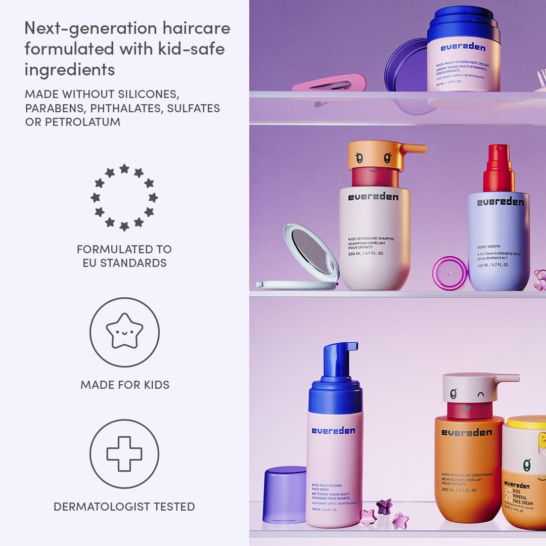 Evereden Kids Mini Hair Trio Set: Travel Size Hair Shampoo, Conditioner and Detangling Spray for Kids Ages 3+, Plant Protein Peptides & Argan Oil Beauty & Personal Care Evereden
