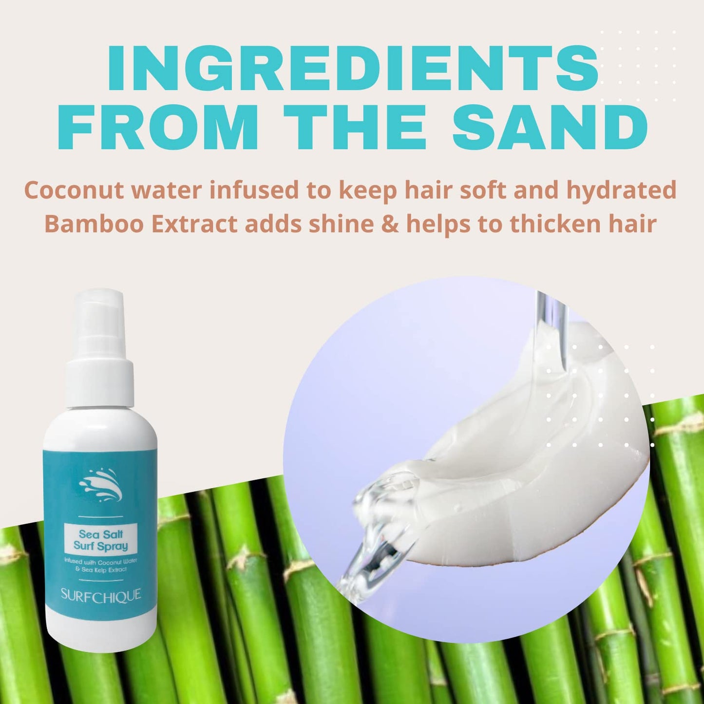 SURFCHIQUE Sea Salt Surf Spray with Coconut Water for Beachy Waves & Texture (8 oz) Beauty & Personal Care SURFCHIQUE