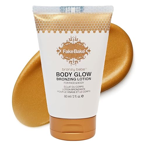 Fake Bake Bronzy Babe Body Glow Face & Body Tinted Moisturizer Lotion, Highlighter, Makeup & Moisturizing Skincare Healthy Color Boost from Plants Beauty & Personal Care Fake Bake