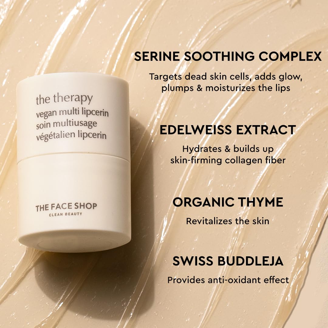 The Face Shop The Therapy Vegan Lip Butter, Moisturizing Lip Balm, Shea Butter & Sunflower Oil & Peptide, Lip Sleeping Mask for Sensitive Skin & Dry Beauty and Personal Care The Face Shop