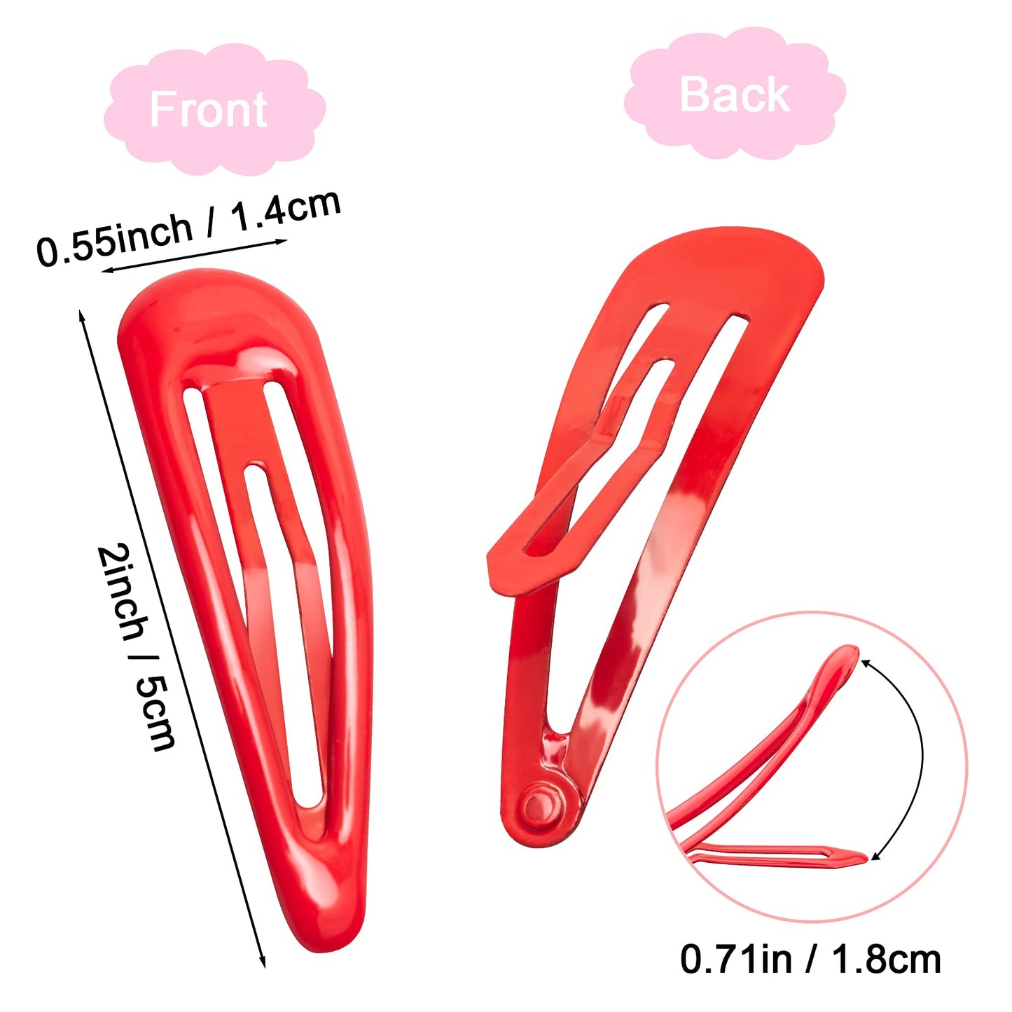 60Pcs Snap Hair Clips for Girls, Gingbiss 2 inch Silicone Coating Colorful Metal Hair Barrettes with Storage Case for Women Girls Kids, No Slip Hair Beauty & Personal Care Gingbiss