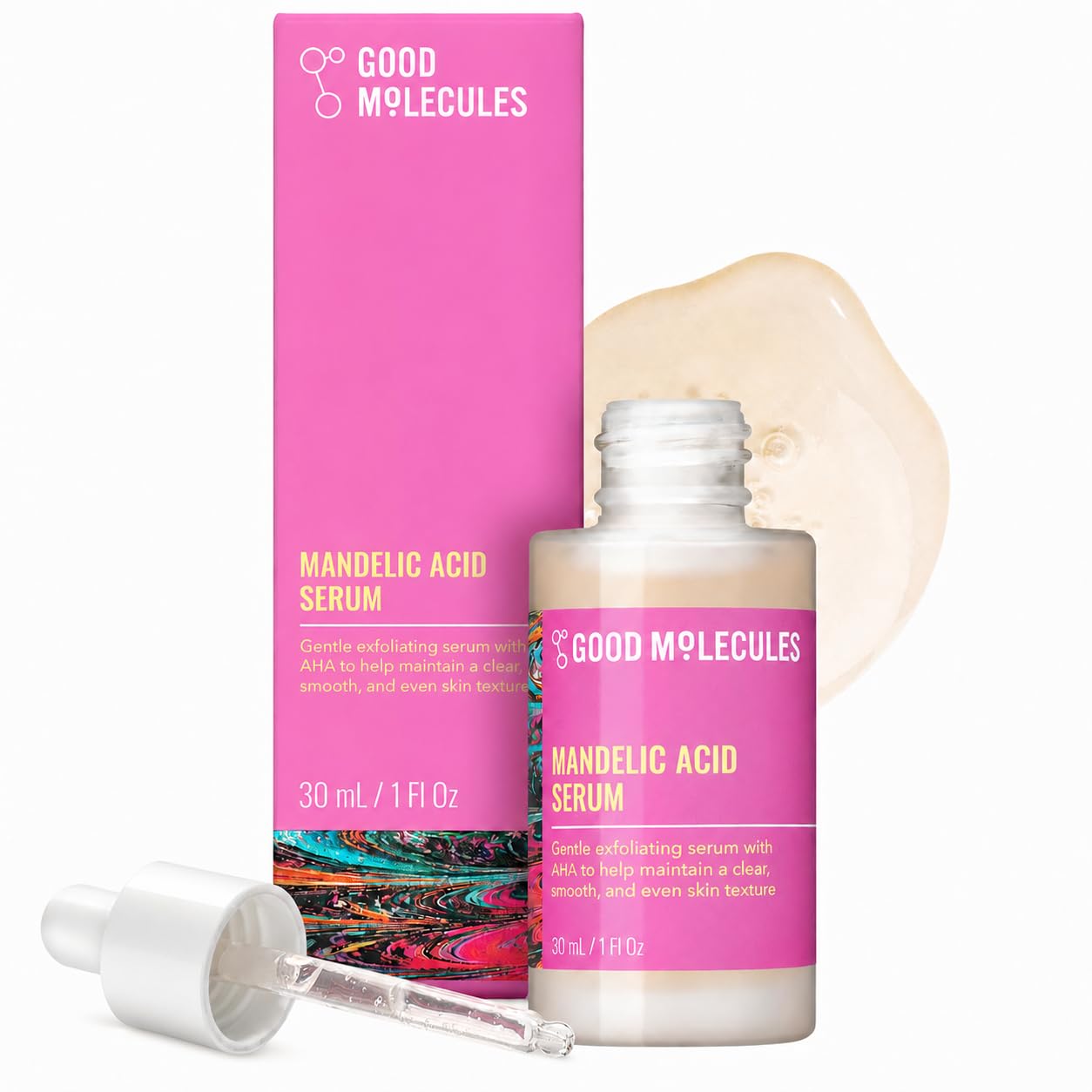 Good Molecules Mandelic Acid Serum - Gentle Face Exfoliator Serum with Ultra Hydrating Hyaluronic Acid - Exfoliating PHAs to Brighten Skin - Skin Care Beauty and Personal Care Good Molecules Default Title