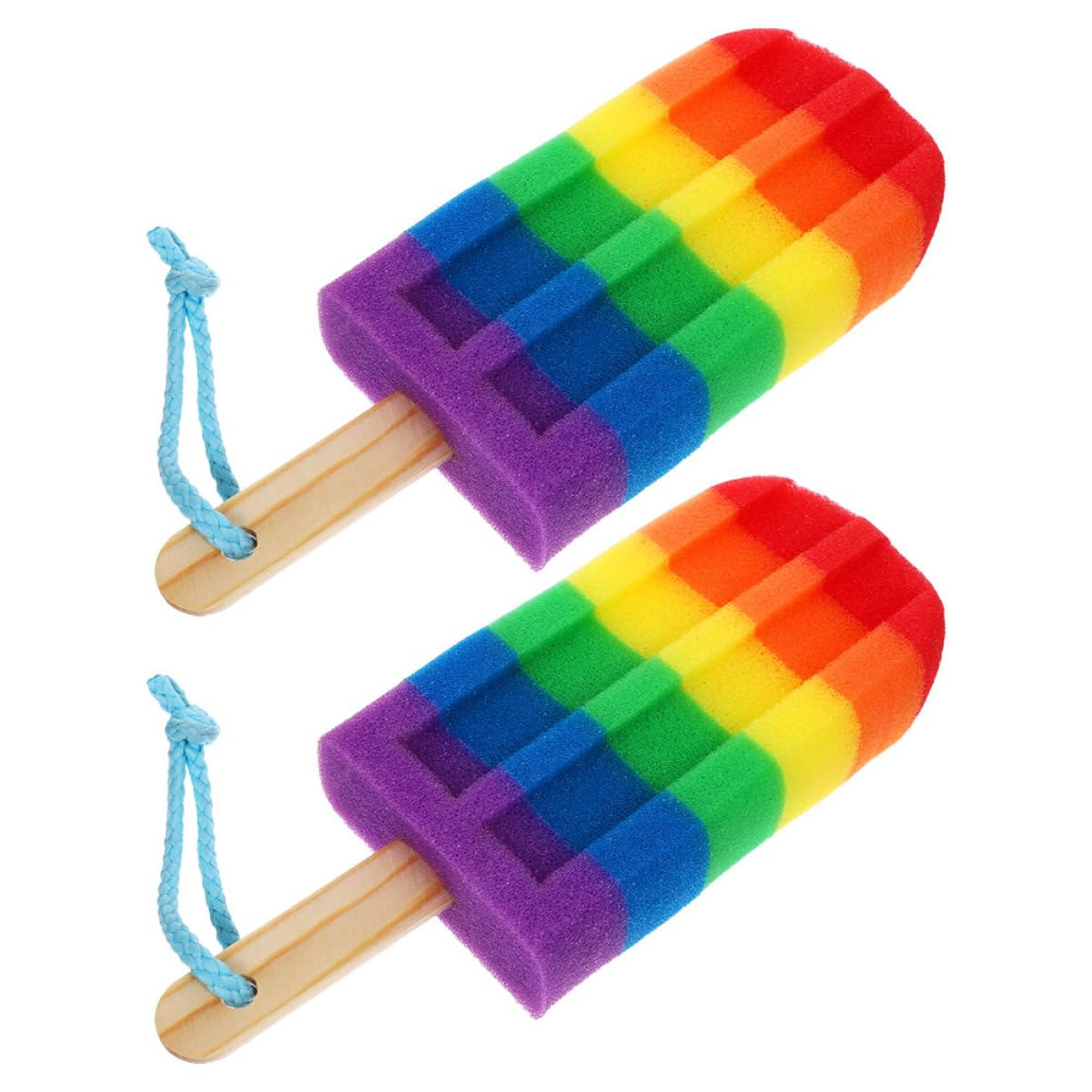 SAFIGLE 2pcs Rainbow Color Ice Cream Shaped Bath Sponges Soft Loofah Body Scrubbers Exfoliating Shower Sponges for Women and Bathing Beauty and Personal Care SAFIGLE