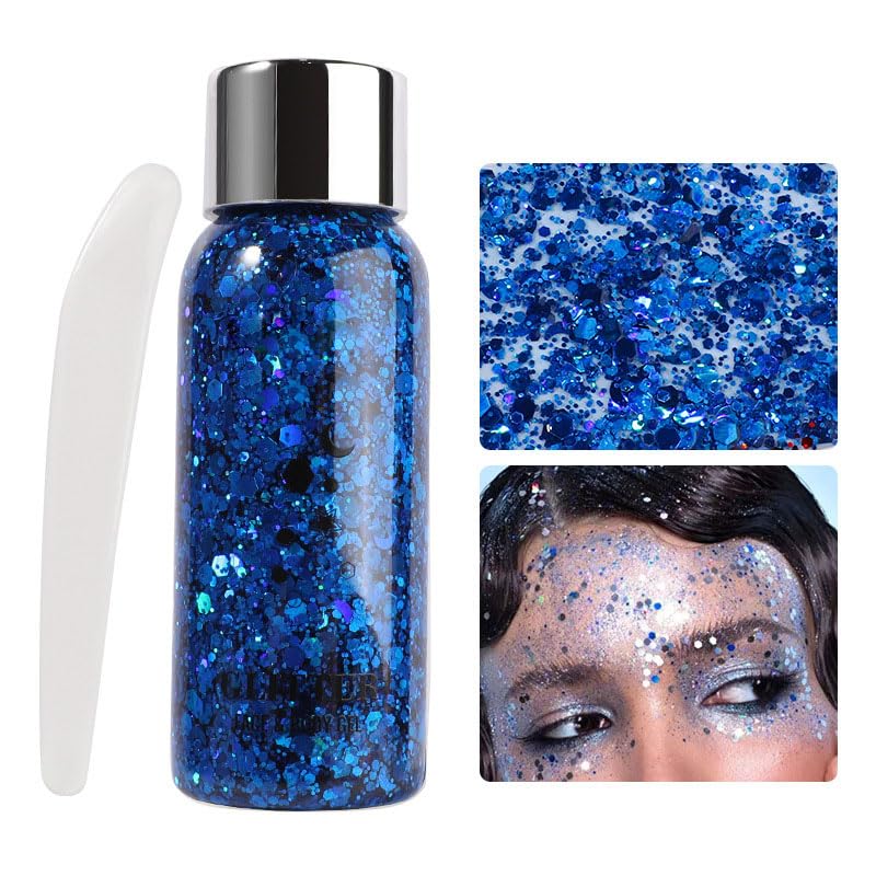JUDEWY Body Glitter Gel, Face Glitter Body Glitter Glitter Liquid Eyeshadow, Face Hair Nail Glitter, Holographic Makeup Festival Glitter Makeup (06) Beauty & Personal Care JUDEWY
