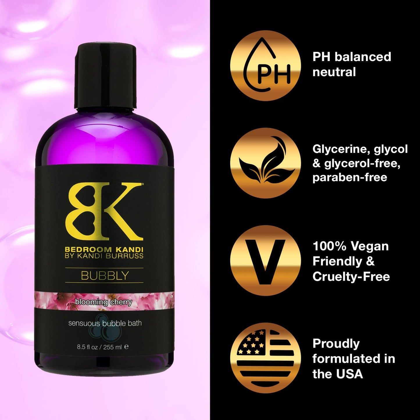 Bedroom Kandi 8.5 fl oz. Bubbly - Bubble Bath with Cherry Blossom Scent - Natural Botanical Ingredients - Moisturizing Bubble Bath by Kandi Burruss Beauty and Personal Care Kandi