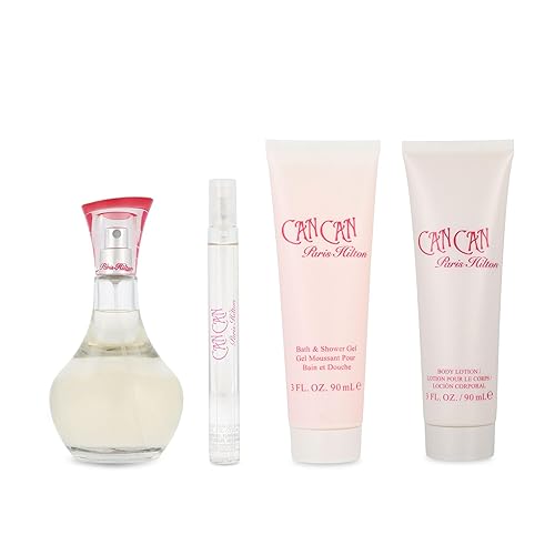 Paris Hilton Can Can For Women - 4 Piece Gift Set - 3.4 Oz Eau De Parfum Spray, 0.34 Oz Eau De Parfum Spray, 3.0 Oz Body Lotion, 3.0 Oz Shower Gel Beauty & Personal Care Paris Hilton