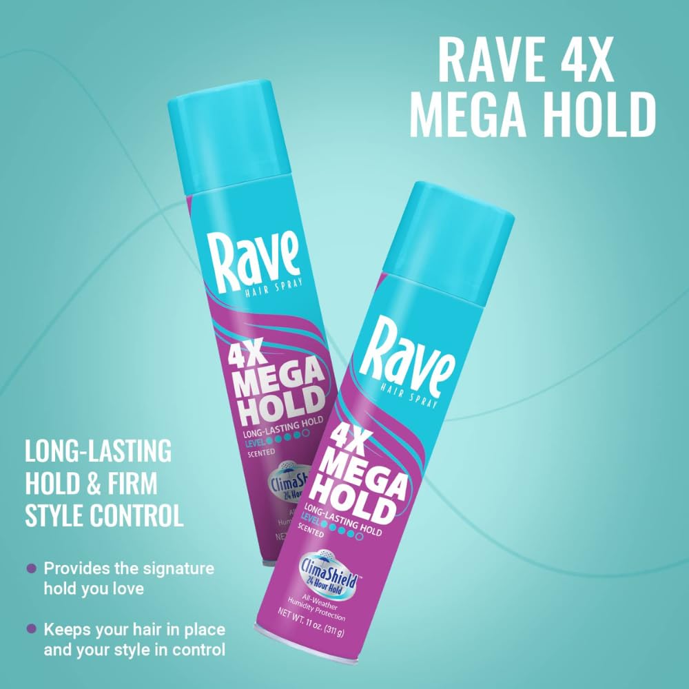 Rave 4X Mega Aerosol Hair Spray Unscented 11 Oz,Pack of 1 Beauty & Personal Care rave