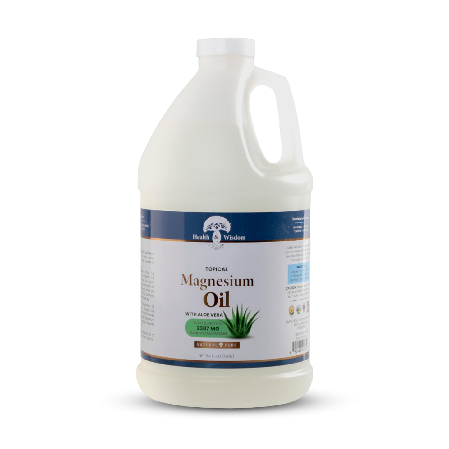 Health & Wisdom Pure Magnesium Oil with Aloe Vera - Topical Muscle & Joint Relief- Natural and Pure USP Grade Extra Strength Magnesium - Enhanced Beauty & Personal Care Health and Wisdom