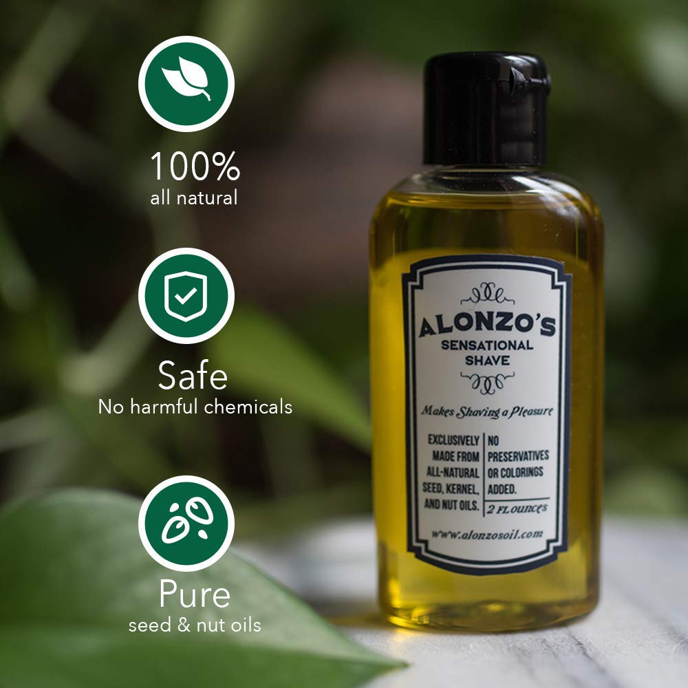 Alonzo's Sensational Shave - Shaving Oil for Men (1-Pack, 2 Oz Bottle) All-Natural Pre-Shave & After Shave Oil for Face and Body - Moisturizes & Calms Beauty and Personal Care ALONZO'S SENSATIONAL SHAVE