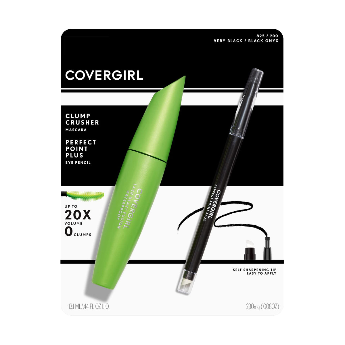 COVERGIRL Clump Crusher Mascara & Perfect Point Plus Eye Pencil Value Pack of 1, Mascara, Volume Mascara, Volume and Length Mascara, Lengthening