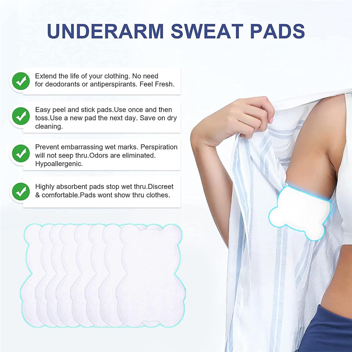 20 Pcs Underarm Sweat Pads, Armpit Sweat Pads for Women And Men Large Self Adhesive Armpit Sweet Pads Shields Pads Disposable Sweat Absorbing Pads Beauty and Personal Care KimDaro