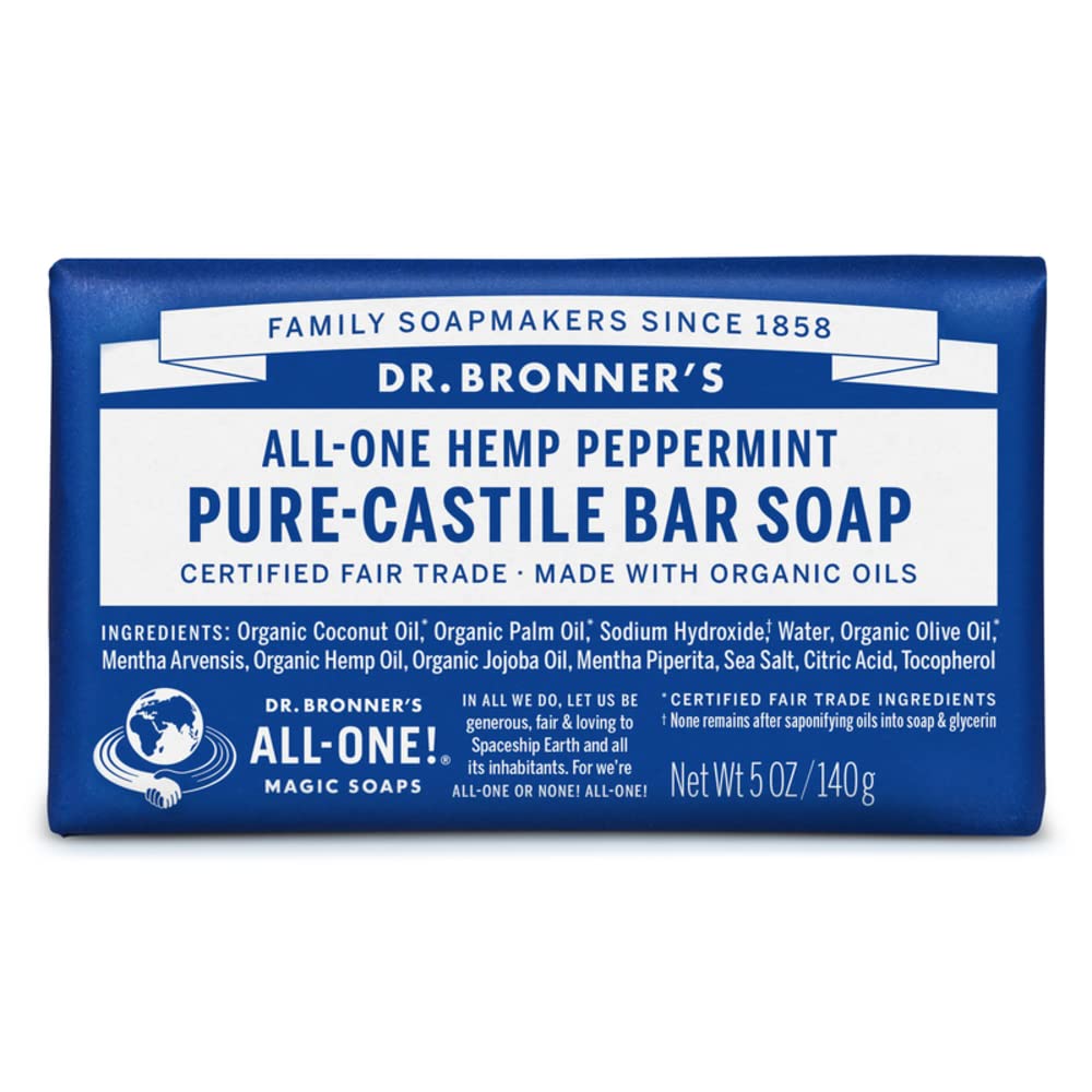 Dr. Bronner Organic Peppermint Scent Pure-Castile Bar Soap 5 oz. 1 pk - Case of: 12; Each Pack Qty: 112 Beauty & Personal Care Dr. Bronner's